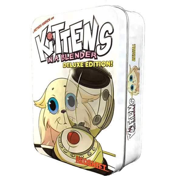 Kittens in a Blender returns better than ever with even more unthinkable consequences. This Deluxe Edition packages the game in a swanky kitten resistant tin box and includes the 5-6 player expansion More Kittens in a Blender adding flavors, double kitten cards and some new suPURRpowers! (Sorry, couldn’t resist.)