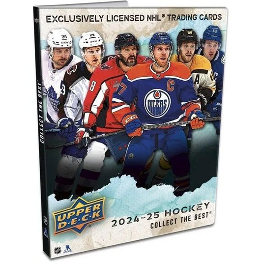 2024/25 Upper Deck Series 1 Hockey Blaster

- 1 trading card binder built to hold the entire 250 card UD1 Base Set.
- 1 hot 12 card UD Pack. Look for iconic young guns rookie cards!
-1 sophomore sensations card you can't find anywhere else!
- 1 poster featuring the complete UD 1 base set checklist
- 1 Trading card collector's guide.
Series 1 sports the first 250 cards of the 2024-25 Upper Deck Base Set. Annually, the Upper Deck Base Set is the most widely-collected Base Set in hockey. It includes 198 vetera