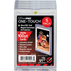 Ultra PRO's ONE-TOUCH holders are premium trading card storage cases designed as the final destination for your collectible trading cards. The two-piece ONE-TOUCH holders are uniquely designed with slide-in hinges and magnetic closure so you'll never have to use a screwdriver again.  (Pack of 5)