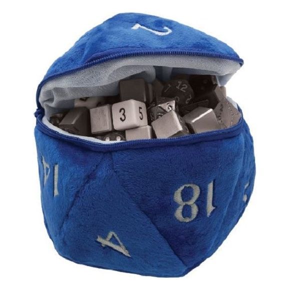 Hoarding a few too many dice? Ultra Pro have got you covered with a dice bag based on their ever-popular jumbo D20 plush! Zippered centre pocket holds up to 50 dice, while a carabiner-style hook keeps your dice securely at your side. This Plush D20 Dice Bag measures approximately 6.5 inches in diameter and is the perfect accessory for any RPG adventurer or dice enthusiast!