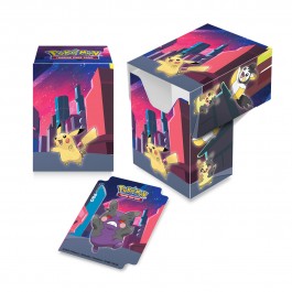 Full View Deck Box card storage containers for Pokemon feature vibrant, full-color artwork of Pikachu and includes one matching deck divider. Made with archival-safe, non-PVC, rigid polypropylene materials, these deck boxes can store up to 75 double-sleeved cards comfortably. The self-locking lid keeps your cards securely stored when not in use, while also offering easy access. Sized for standard size trading cards.