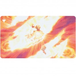 Playmats featuring popular Magic: The Gathering artwork. Made with a soft fabric top to reduce damage to cards during play and a non-slip rubber backing to keep the playmat from shifting during use, playmats enhance the gameplay experience. With dimensions of approximately 24 in. x 13.5 in., a playmat also makes an excellent oversize mousepad for home or office.