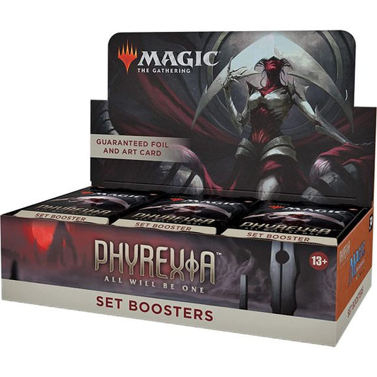 30 Phyrexia: All Will Be One Set Boosters—the best MTG boosters to open just for fun
12 Magic: The Gathering cards + 1 Art Card in each booster
At least 1 Showcase Ichor card and 1 Traditional Foil card in every pack
1 Phyrexianized Land or Panorama Full-Art Land in every pack—Traditional Foil Land in 20% of packs
1–4 cards of rarity Rare or higher in every pack
Glory to Phyrexia—resist the Phyrexian invasion or forfeit your flesh to join them in perfection