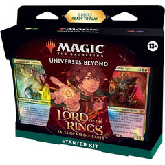 Join the Fellowship! Experience the beloved story of The Lord of the Rings with the Magic: The Gathering The Lord of the Rings: Tales of Middle-earth Starter Kit. Designed for Magic newcomers, it includes everything you need to learn how to play. Gear up for battles with 2 The Lord of the Rings-themed 60-card decks (Lands included)—each deck comes with 1 foil Mythic Rare card and 4 Rare cards. Plus, you'll receive 2 codes for you and friend to unlock both decks and play online in Magic: The Gathering Arena.