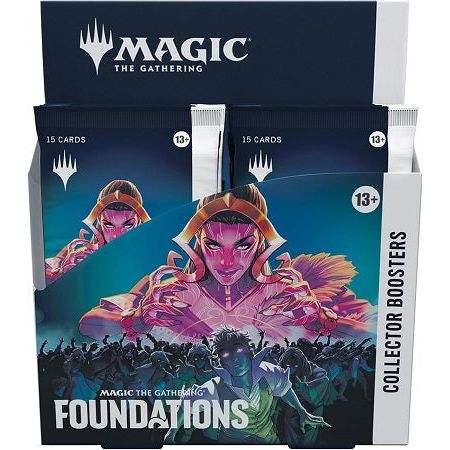 Release Date: 11/15/2024
The best time for your community's first Magic game is now. Dive into Foundations, and experience quintessential Magic: The Gathering by playing with and collecting cards selected to give every player the advantage. Whether a past, present, or future Magic player, Foundations invite you to share your spark!

Collector Boosters gather all the coolest cards and foil treatments in one place! Packs may contain Special Guests, Mana Foils, Extended-Art cards, plus borderless cards and mig