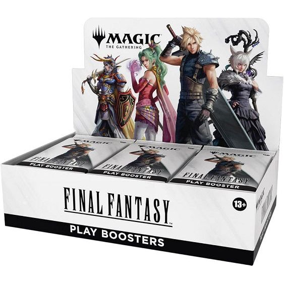 Release Date: 06/13/2025
Enter battle in Magic: The Gathering with some of the most iconic characters, items, and moments from the sixteen core games in the legendary FINAL FANTASY series. Step into these unforgettable stories and give them a whole new spin! This Magic: The Gathering—FINAL FANTASY Play Booster Box contains 30 Play Boosters, perfect for both Limited play and opening packs just for fun. Each Play Booster contains 14 Magic: The Gathering cards and 1 Token/Ad card or Art card. (A regular Art ca