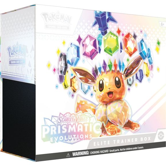 PRE-ORDER: Expected to ship in January 2025

Eevee & Friends Light Up with Stellar Colors! From fluffy and fiery to freezing and fanciful, Eevee and its many Evolutions hold a special place in the hearts of Pokemon Trainers across the land! Discover their unique new powers as Stellar Tera Pokemon ex, and look for treasure of your very own across a grand gathering of Pokemon ex from Paldea and beyond. Glittering gems and hidden patterns await at the end of the rainbow in the Pokemon TCG: Scarlet & Violet- Pr