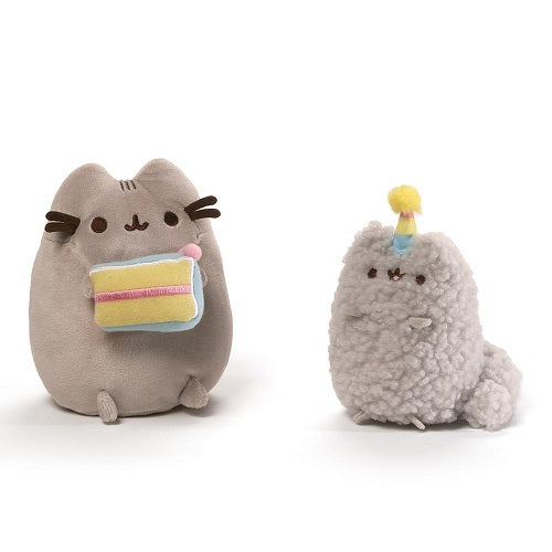 GUND is proud to present a collectable series of box sets showcasing internet sensation Pusheen and her adorable sisterly sidekick, Stormy! The Birthday Collector set features the best friends packed in a decorative gift box with window-style display. An 8.5" Pusheen holds a slice of delicious birthday cake while Stormy sports a matching multi-color party hat topped with a plush poof. Accurate details are sure to please Pusheen fans. Surface-washable for easy cleaning. Appropriate for ages one and up. About