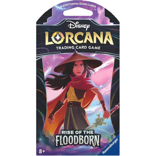 Each Disney Lorcana: Rise of the Floodborn Booster Pack contains 12 random cards.
Contents:
• 6 common cards
• 3 uncommon cards
• 2 rare, super rare, or legendary cards
• 1 foil card (random rarity level)