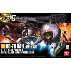 Not one Ball, but two! The latest HGUC release from Bandai gives you two identical RB-79 Balls (EFSF Mass-Produced Mid-Range Support Mobile Pods), both with 180mm cannons or twin guns that you can switch in and out, and the arms are articulated as well. Also, Bandai has supplied two display stands so your Balls don't roll away.