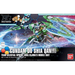 A highly original customization of a mobile suit based on 00 Qan[T] is available! The shield and sword bits can combine and change shape! The clear parts are utilized as well to recreate the textures of the numerous weapons, including the sword, sword bits, and shield. Set includes sword, shield, and two sword bits. Comes with 8 Runners, a Sticker sheet, and Instruction manual. Measures approximately 5-inches tall when complete.