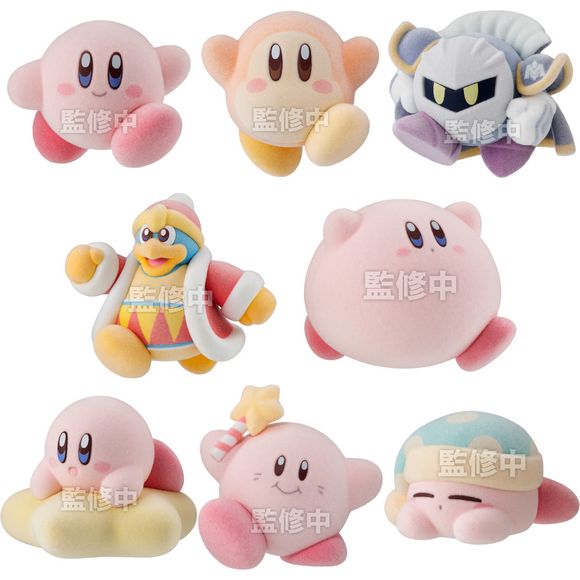 Kirby and friends from "Kirby's Dream Land" are now joining the "Pupupu Doll" lineup from Bandai! Each of these adorable figures is flocked for a fuzzy feel, and each one comes with a piece of gum; there are eight different figures to collect and trade, you will receive one random figure

[Figure Size]: Approximately 6cm x 6cm

[Lineup]:

Kirby
Waddle Dee
Meta Knight
King Dedede
Kirby (Manpuku)
Kirby (Warp Star)
Kirby (classic)
Kirby (sleep)