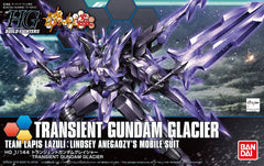 The Transient Gundam from the "Gundam Build Fighters" series re-appears in a special side story with new load out and appearance!  Numerous translucent parts are utilized to recreate this unique form.  Includes 2 lances, and special clear display stand.  Runner x 8, sticker.