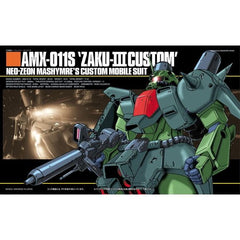 A Neo-Zeon use mobile suit from ZZ Gundam customized for Mashymyre Cello in traditional Zaku green coloring. Includes beam rifle, beam saber, and skirt mounted beam cannons.