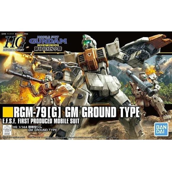 The long awaited GM Ground Type is available for the first time in the HGUC line-up! Relive the excitement of the 08th MS Team ground battle! Equipped with a beam saber, net gun, rocket launcher, and more, this kit comes with a wide range of weaponry! Set includes machine gun x1, rocket launcher x1, net gun x1, short shield x1, beam saber x2, clenched hang (left and right) x1 each, and open hand (left). Runner x8. Foil sticker x1. Marking sticker x1. Instruction manual x1. Look for origin of shipment: only