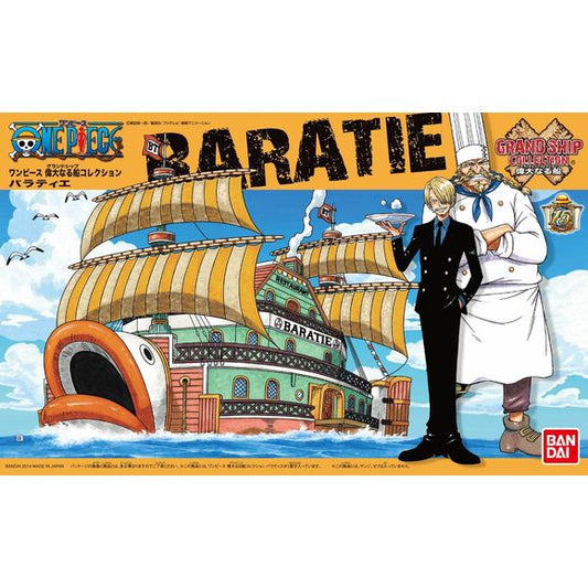 The mighty restaurant ship of the East Blue from the anime/manga series One Piece! Approximately 6" long and requires no tool to remove parts from runner.