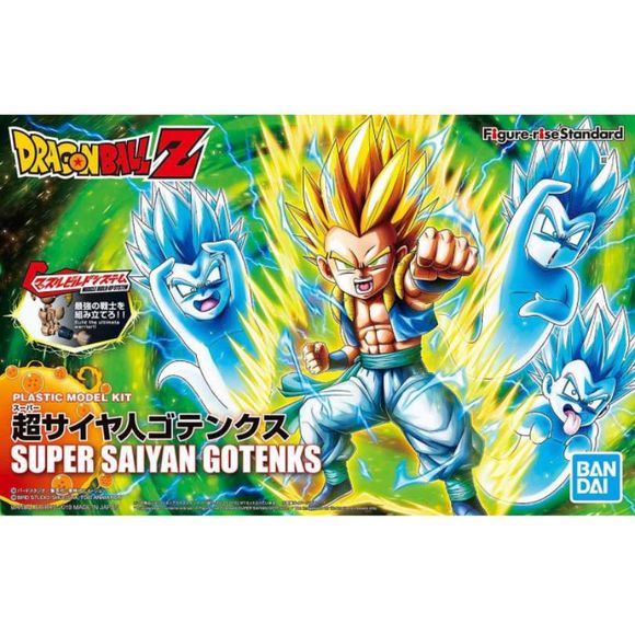 The fused form of Goten and Trunks appears in model kit form! Super articulated and includes all types of effects for display including super ghosts and galactic donut as well as hands for different gestures and attacks. Runner x 10, Sticker, instruction manual.