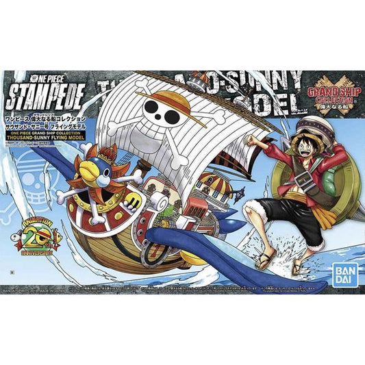 Thousand Sunny as it appears in the movie "One Piece Stampede". Features new Emperor Penguin themed parts that allow it to soar. Includes additional water effect parts to display If on the sea or a Clear stand to make it appear it is flying.  Runner x9, display base x 2, stickers, instruction manual.