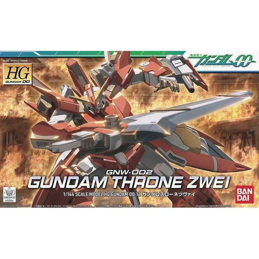 Piloted by Michael Trinity and later by Ali Al Saachez in "Gundam 00," Gundam Throne Zwei is one wild Mobile Suit to contend with in battle! Capable of dishing out strong melee attacks with its giant GN buster sword, and annihilating its targets through its remotely controlled GN fangs, it's a master at both close-up and long-range attacks! This sharply molded kit has polycap joints and will be fully articulated upon completion. Weapons include a GN buster sword, GN hand gun attached to its left arm, and GN
