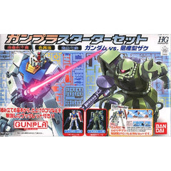 The Gunpla Starter set is perfect for those looking to get into the world of Gundam Plastic Models, times two! With this set you get to build the HGUC RX-78-2 Gundam and the Zaku II. Both kits come molded in color and utilize poly-caps for joints. Also included in this set is a How-to Guide showing you what tools you need, how to properly remove the parts from the runners, and details the assembly. The guide also has a section showing you how to 'Step Up' your gunpla through the use of glue and markers..