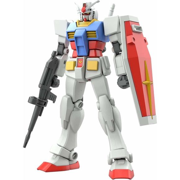 Consisting of only 74 parts the Entry Grade RX-78-2 Gundam is the ultimate introduction item for GunPla.  The plastic is color molded requiring no paint, snaps together requiring no glue, uses easy twist off parts, requing no tools, and now doesn't even require stickers for tiny details!  Comes with beam rifle, shield.