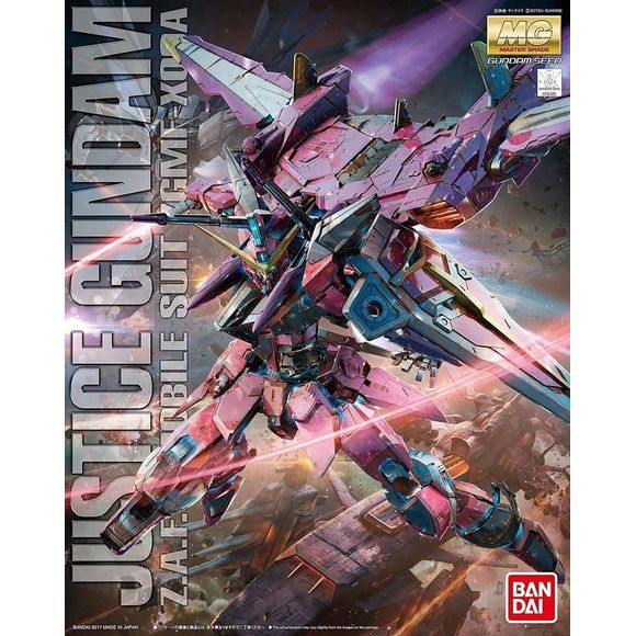 Bandai Hobby Gundam SEED Justice Gundam MG 1/100 Scale Model Kit | Galactic Toys & Collectibles