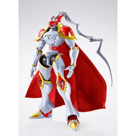 Dukemon, one of the Royal Knights, rejoins S.H.Figuarts as a complete articulated action figure! It features a totally new sculpt and design from the D-Arts Dukemon (sold separately) for even more accurate proportions and poseability! The cloth cape features internal wires for dynamic poses.