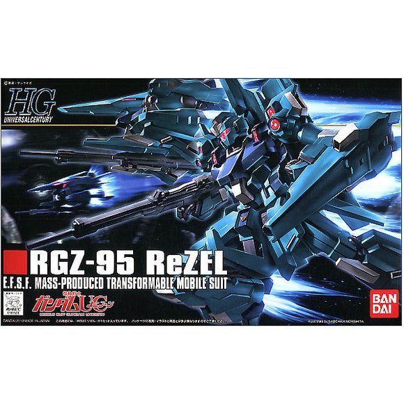 The transformable mass-production ReZEL from "Gundam Unicorn" is now offered as part of the HGUC line. The ReZEL is capable of switching between its Mobile Suit mode and Wave Rider mode. The RGZ-95 is loaded with armament and they are all included here such as its Beam Rifle, Beam Saber, built in 60mm Vulcans and Grenade Launcher, and Beam Cannon which it also uses as a shield. Plenty of poly-caps are used ensuring great articulation and easy transformation between modes.