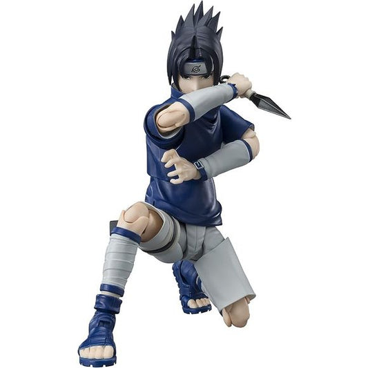 Sasuke Uchiha, the Genius Ninja with Uchiha Blood, joins the "S.H.Figuarts" action-figure lineup from Bandai! This youthful version of Sasuke includes a variety of effect parts, including a dedicated prop and base so the Katon move can be reproduced! The clothing over his abdomen has been made of a soft material for an overwhelming range of motion, too. He also comes with four interchangeable facial expressions, including a comical "No!" face. Order him for your own collection today!

[Figure Size]: Approxi