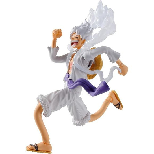 Monkey D. Luffy from the popular TV anime "One Piece" returns to the "S.H.Figuarts" action-figure lineup, this time in his amazing "Gear 5" form! This completely new figure features arms and legs made of wire for overwhelming freedom of movement and dynamic action scenes!