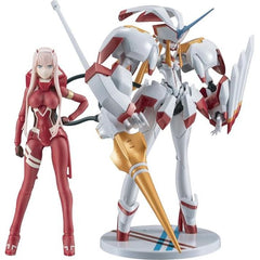 “Found you, my darling!”
Celebrating the fifth anniversary of the anime series DARLING in the FRANXX, which begins with the fateful meeting of Hiro and Zero Two! A set containing a renewed edition of the ROBOT Spirits Strelizia and the S.H.Figuarts Zero Two!