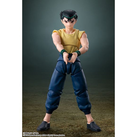 Yusuke Urameshi from "Yu Yu Hakusho" joins the "S.H.Figuarts" action-figure lineup from Bandai, wearing his uniform from the Dark Martial Arts Tournament arc! He's fully posable, and comes with five interchangeable facial expressions; an interchangeable head with his hair down is also included, and combined with the interchangeable faces, you can recreate a total of ten different heads!