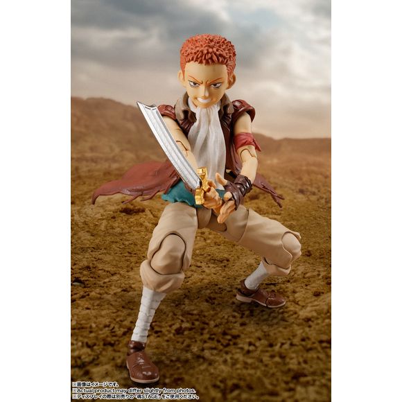 PRE-ORDER: Expected to ship in January of 2025

"If you don’t do it now! You'll never do it!" "Isidro", a boy who dreams of becoming the strongest swordsman, appears in S.H.Figuarts. Replacement facial parts to express the expressive "Ishidoro" and various weapons are included. "Pack" and "Ibarella" can be played side by side with "S.H.Figuarts Guts (Berker Armor)" and "S.H.Figuarts Schierke", which are sold separately. " [Bonus parts] Body, Replacement wrist parts: 3 types on the left, 5 types on the right