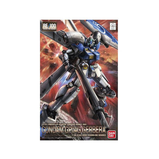 The high-speed Gundam GP04 Gerbera is the subject of this new RE/100 kit from Bandai!  Fully posable after assembly and highly detailed!  Molded in several colors so painting is not necessary; includes foil stickers and dry-transfer decals.