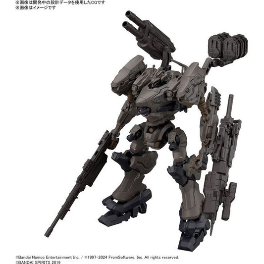 PRE-ORDER: Expected to ship in October 2024

Bandai adds items from the game "Armored Core VI Fires of Rubicon" to their "30MM (30 Minutes Missions)" model-kit series! The impressive armored core Nightfall, piloted by Raven, helps debut the new lineup! The head, core, arms, and legs each use the same structure as other "30MM" items, allowing you to enjoy them as a plastic model kit just like in the game; 3mm joints are used to attach both shoulder weapons and some left-handed weapons. The left-handed weapon