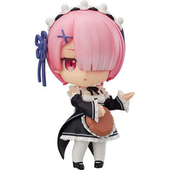 From the anime series 'Re:ZERO -Starting Life in Another World-' comes a rerelease of Nendoroid Rem, one of the maids at the Roswaal mansion. Her cute maid uniform has been carefully converted into Nendoroid size and her standard expression is based on the scene where she first met Subaru and had a bit of an untrusting, cold gaze. She also comes with a smiling expression for much more cheerful poses! Her third expression is the memorable 'oni' expression from the series, and she also comes with alternate fr