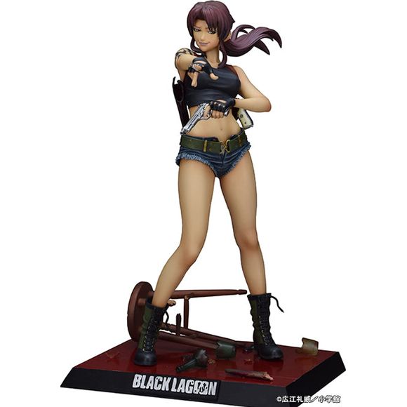 From the manga turned anime series, Black Lagoon comes a 1/6 scale figure of the beautiful Revy! Version B has Revy wielding one gun, with the other in the holster. And her other hand pointing.