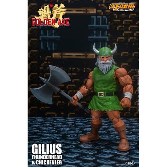 PRE-ORDER: EXPECTED October 2021.

Gilius Thunderhead the axe wielding dwarf, who serves as one of the main protagonists in the Golden Axe franchise is coming to Storm Collectibles!

Despite his age and stature, he is one of the original warriors to rise up against Death Adder and is highly capable of commandeering a Chicken Leg monster into battle. 1/12 Scale.