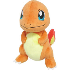 Charmander is a bipedal, reptilian Pokemon with an orange body, though its underside and soles are cream-colored. It has two small fangs visible in its upper and lower jaws and blue eyes. Its arms and legs are short with four fingers and three clawed toes. A fire burns at the tip of this Pokemon's slender tail, and has blazed there since Charmander's birth. The flame can be used as an indication of Charmander's health and mood, burning brightly when the Pokemon is strong, weakly when it is exhausted, waveri