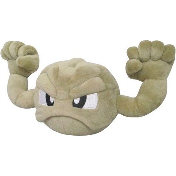 Geodude joins Sanei Boueki's "Pokemon All Star Collection" of small-sized plush dolls! Its petite size makes it easy to display on shelves, car dashboards, or just about anywhere else you can think of.  He measures about 9.5cm (4") wide, 20cm (8") long, and 15cm (6") high.