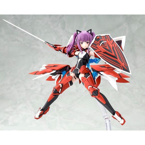 The latest model to join Kotobukiya’s original Megami Device series is the Another Version of Ayaka Ichijo, Ayaka Ichijo [Ei-shun], from the popular mobile game, Alice Gear Aegis!  As an added bonus, the kit comes with a present code to receive an item in the game designed by Humikane Shimada!  The base model for Ayaka Ichijo [Ei-shun] underwent a renewal from the standard Ayaka Ichijo. To further match the character’s look in the game, newly sculpted three face parts and bangs are included in this kit. As