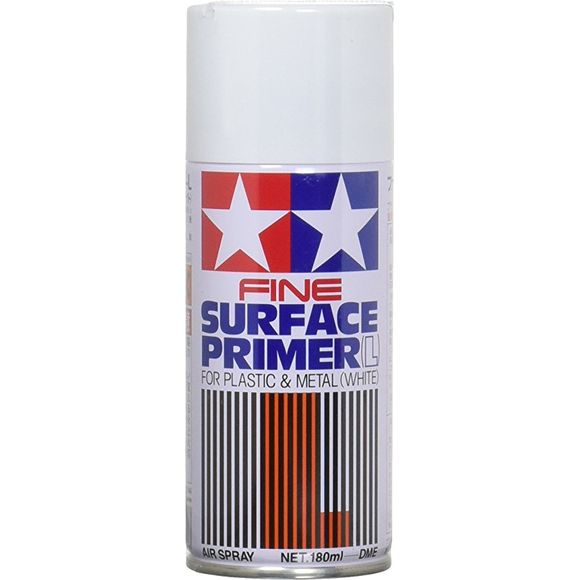 Tamiya Surface Primer is ideal for preparing your plastic model parts made of ABS and Styrene plastic for paint. The primer may also be used for metal parts. The white color primer is great for light color applications. Tamiya’s surface primers may also be wet sanded before paint is applied. Each can contain 180ml.

Continental US Shipping only.  No expedited shipping. Ground Transport only.