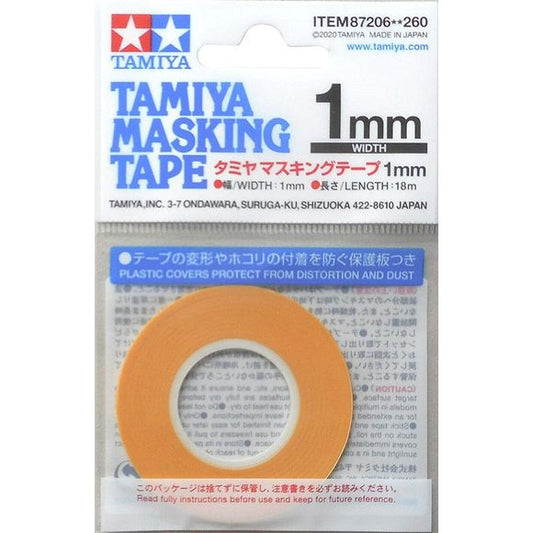 Tamiya bring us Tamiya Masking Tape 1mm - for use on plastic and R/C models. PET plastic covers help prevent distortion and allow minimal dust to settle on the tape for superior longevity.