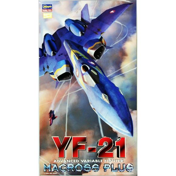 Hasegawa adds the all-too-cool YF-21 from Macross Plus to their ever-growing collection of superb plastic model kits from Macross. Hasegawa's skills as a tooler of great aircraft kits are on full display here -- the kit's engineering keeps the number of parts relatively low, and panel detail and other features are sharply molded. Requires cement to build, but it's molded in blue plastic and decals are included for all non-blue portions of the marking scheme. Can be completed with the canopy open or closed.