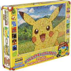 A cute puzzle featuring a mosaic style composition of multiple Pokémon that, once complete, reveals a large Pikachu.