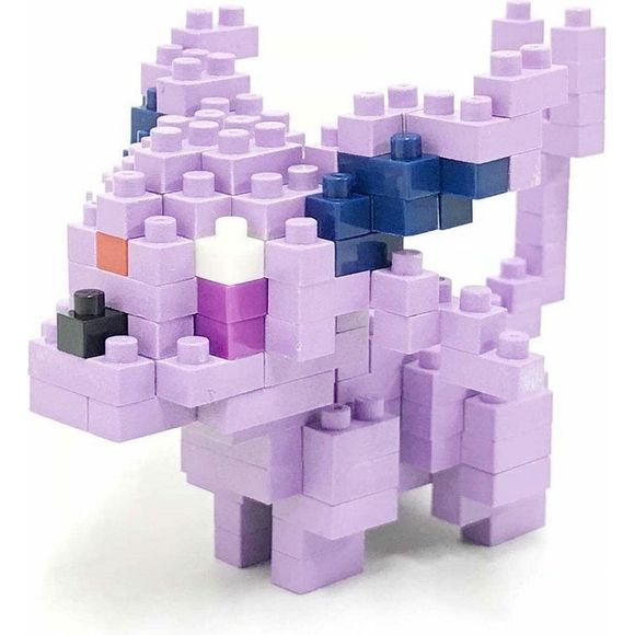 Nanoblock is a micro-sized building block designed in japan since 2008. Fun to build, Attractive to display, interesting to collect. a piece of nanoblock is the start of infinite creativity. Espeon from Nanoblock's Pokémon Collection Series stands approximately 1.8" tall and has 130 pieces.