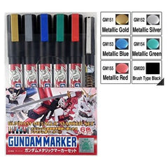 Gunze GSI Creos AMS 121 Mr. Hobby Gundam Marker Metallic Set (6 Markers)