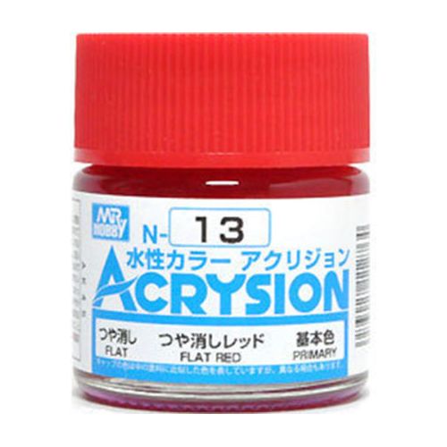 Gunze MR. Hobby Aqueous Acrysion Color N13 Flat Red 10mL Acrylic Model Paint | Galactic Toys & Collectibles