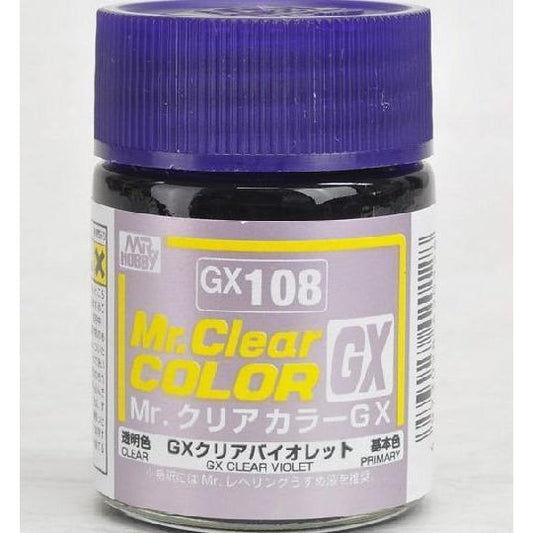 Mr. COLOR paint that features quick drying and strong coating for added appeal. This product displays brighter color development, effectively hides the surface color, and creates a stronger coating. We have also noticed a higher quality finished product without using “toluene” at all. This paint can be mixed with Mr. COLOR currently on the market and used with Mr. COLOR THINNER or LEVELING THINNER for dilution. GX2 Clear Violet Primary. 18ml screw top bottle. Continental USA shipping only, and no expedited