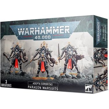 The kit is comprised of 179 plastic components, with which you can assemble three Paragon Warsuits, and is supplied with 3x Citadel 50mm Round Bases. This kit includes options to equip the warsuits with two different melee weapons, three different ranged weapons, two different carapace weapons, and includes helmeted and unhelmeted head options.